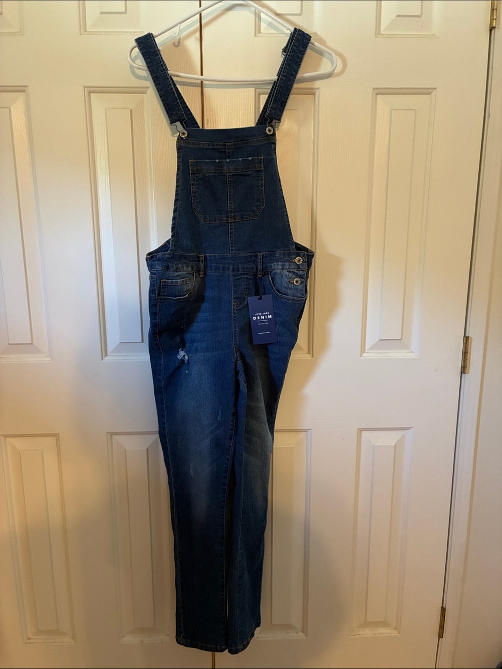 Love Tree Dark Blue Denim Relaxed Overalls